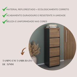 Gaveteiro Alto Arquivo para Pasta Suspensa com Chave, para Escrirório e Recepção - 11