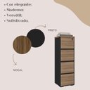 Ver imagem 5 de Gaveteiro Alto Arquivo para Pasta Suspensa com Chave, para Escritório e Recepção Nogal/Preto Artany