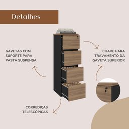 Gaveteiro Alto Arquivo para Pasta Suspensa com Chave, para Escrirório e Recepção - 9