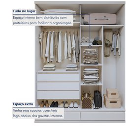Guarda Roupa Casal 4 Portas com 5 Gavetas 100% MDF Urbano - 9