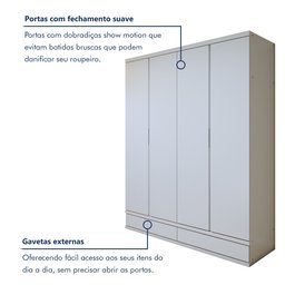 Guarda Roupa Casal 4 Portas com 5 Gavetas 100% MDF Urbano - 11