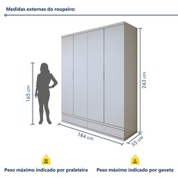 Guarda Roupa Casal 4 Portas com 5 Gavetas 100% MDF Urbano - 3