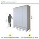 Ver imagem 3 de Guarda Roupa Casal 4 Portas com 5 Gavetas 100% MDF Urbano