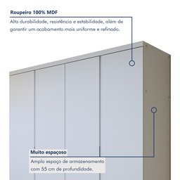 Guarda Roupa Casal 4 Portas com 5 Gavetas 100% MDF Urbano - 7