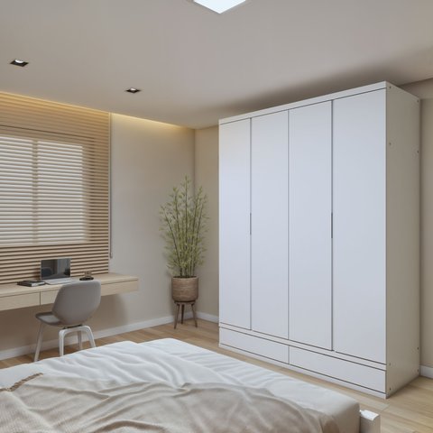 Guarda Roupa Casal 4 Portas com 5 Gavetas 100% MDF Urbano