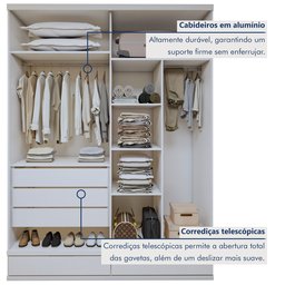 Guarda Roupa Casal 4 Portas com 5 Gavetas 100% MDF Urbano - 8