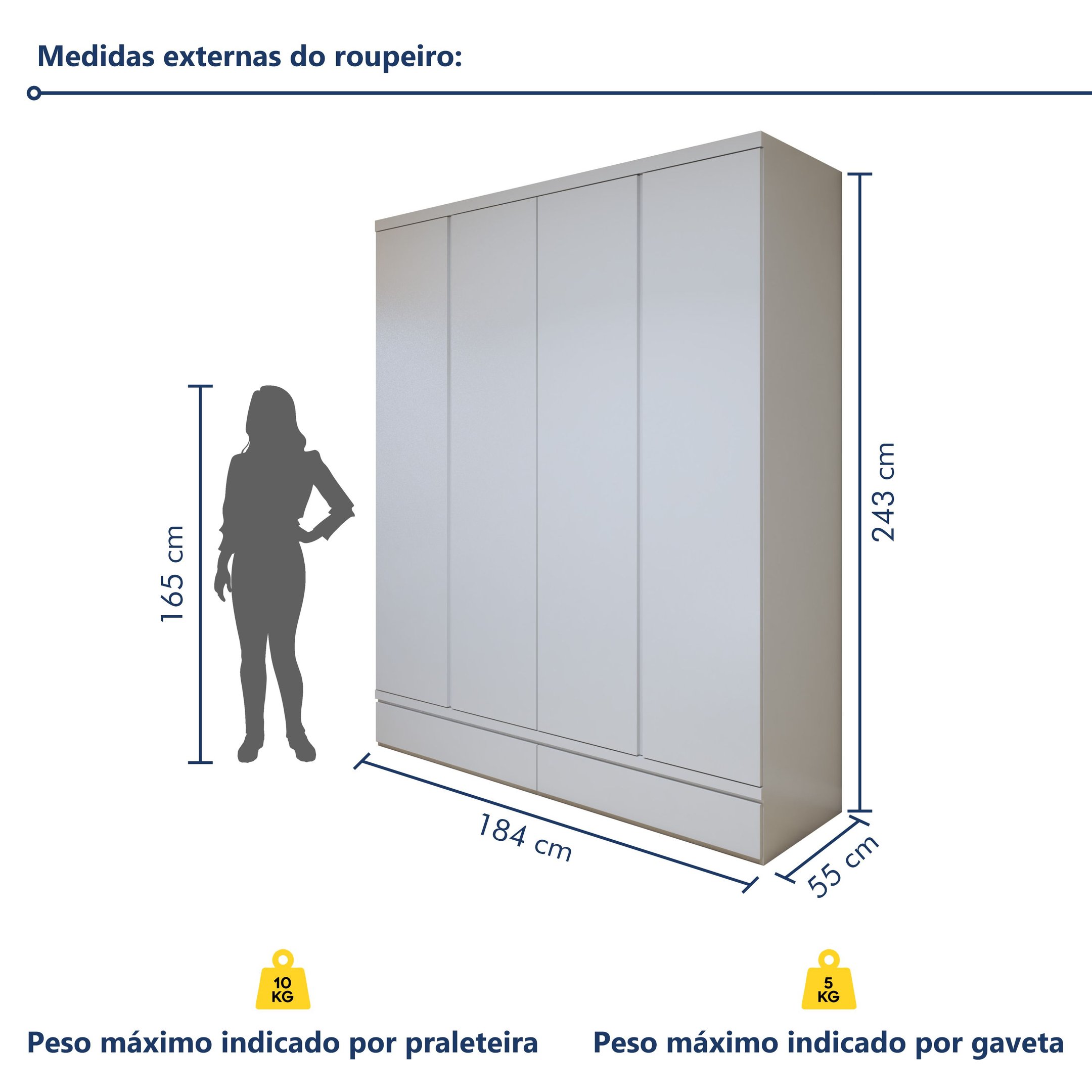 Guarda-roupa 4 Portas 3 Gavetas 100% Mdf Urbano - 7