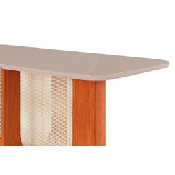Mesa para Cozinha Louise com Tampo Madeirado com Vidro 180x90cm Cinamomo Off White Cimol - 4