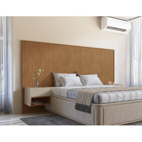 Conjunto Cabeceira Florença Casal Queen com Cômodas Laterais Cedro