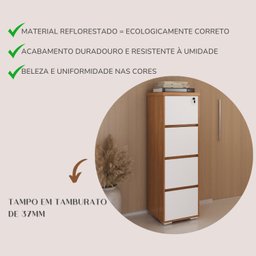 Gaveteiro Alto Arquivo para Pasta Suspensa com Chave, para Escrirório e Recepção - 17