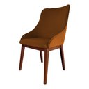 Ver imagem 5 de Kit 2 Cadeiras De Jantar Estofada Veludo Terracota Base Madeira Maciça Imbuia Laranja