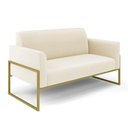 Ver imagem 1 de Sofá Namoradeira Base Industrial Alta Dourado Marisa Veludo Bege D03 - D’Rossi