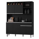 Ver imagem 2 de Armário para Cozinha Ambiente Kit Alice Preto Fosco - Ajl