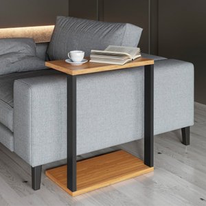 Mesa de Canto 100% Mdf Industrial F36 Freijó/preto - Dalla Costa