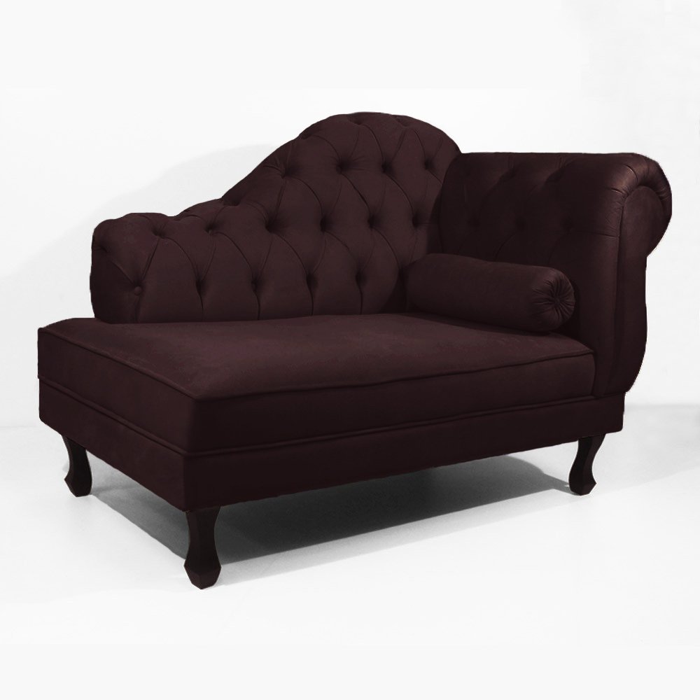 Recamier Sofá Divã Com Pés Retro 120X60 - Elã:Suede Marsala