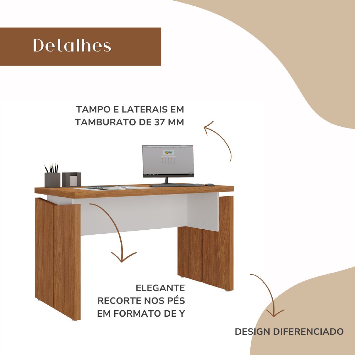 Mesa para Escritório 1250 Tamburato - 11