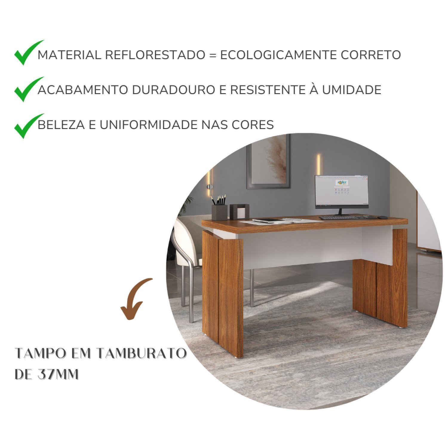 Mesa para Escritório 1250 Tamburato - 14