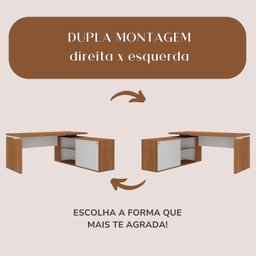 Mesa para Escritório Diretor em L Escrivaninha Porta de Correr e Caixa de Tomada - 7