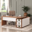 Ver imagem 2 de Escrivaninha Mesa Escritório Diretor em L Escrivaninha Porta de Correr e Caixa de Tomada