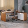 Mesa para Escritório Diretor em L Escrivaninha Porta de Correr e Caixa de Tomada - 6