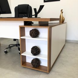 Mesa para Escritório Diretor em L Escrivaninha Porta de Correr e Caixa de Tomada - 16