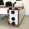 Mesa para Escritório Diretor em L Escrivaninha Porta de Correr e Caixa de Tomada - 16