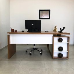 Mesa para Escritório Diretor em L Escrivaninha Porta de Correr e Caixa de Tomada - 10
