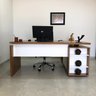 Mesa para Escritório Diretor em L Escrivaninha Porta de Correr e Caixa de Tomada - 10
