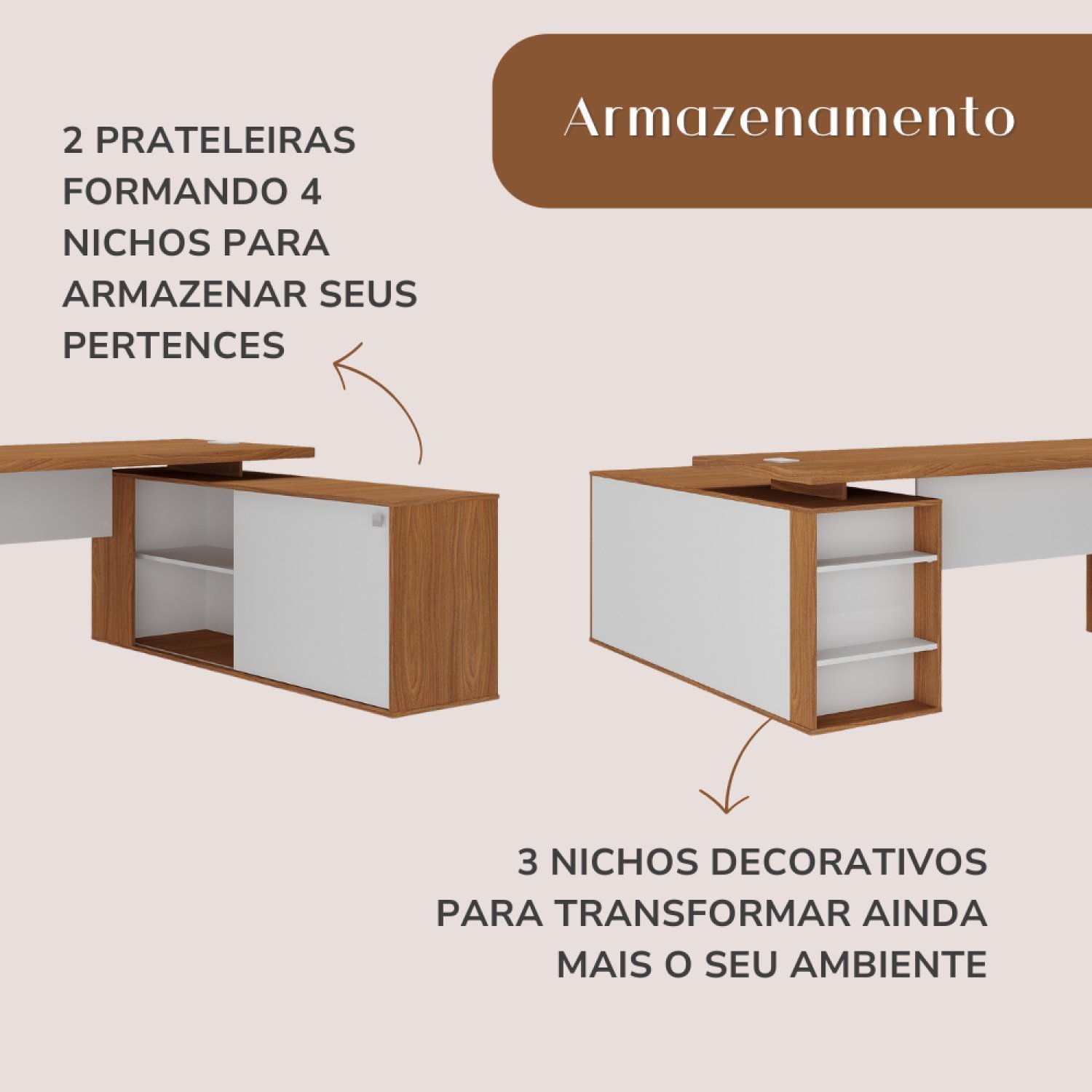 Mesa para Escritório Diretor em L Escrivaninha Porta de Correr e Caixa de Tomada - 15