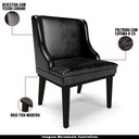 Ver imagem 4 de Kit 4 Cadeiras Decorativas Sala de Jantar Base Fixa de Madeira Firenze Pu Preto Brilho