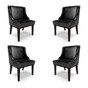 Ver imagem 1 de Kit 4 Cadeiras Decorativas Sala de Jantar Base Fixa de Madeira Firenze Pu Preto Brilho