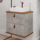 Ver imagem 2 de Gabinete Suspenso para Banheiro com Cuba 60cm em MDF Milano MGM Cinza Marrom