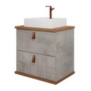Ver imagem 1 de Gabinete Suspenso para Banheiro com Cuba 60cm em MDF Milano MGM Cinza Marrom