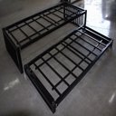 Ver imagem 2 de Cama Solteiro + Auxiliar Robusta Ferro Especial88cmx188cm Cor Cinza Estilo Industrial Mobbilics-03