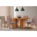 Ver imagem 1 de Conjunto: Mesa Sala Jantar Maldivas C/ Tampo Madeirado Canto Curvo 180x90cm e 6 Cadeiras Dakota