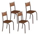 Ver imagem 1 de Kit 4 Cadeiras Atlanta Corino Marrom e Rattan Carvalho Tubo Marrom Cafe