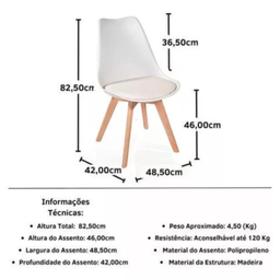 Conjunto Mesa de Jantar Redonda Eiffel 120cm com 6 Cadeiras Estofadas Saarinen – Tampo Mdf. - 9
