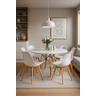 Conjunto Mesa de Jantar Redonda Eiffel 120cm com 6 Cadeiras Estofadas Saarinen – Tampo Mdf. - 1