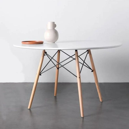 Conjunto Mesa de Jantar Redonda Eiffel 120cm com 6 Cadeiras Estofadas Saarinen – Tampo Mdf. - 6