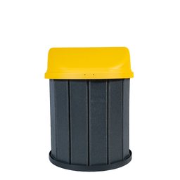 Lixeira Madeira Plástica 75 Litros - 50 Cm:cinza/amarelo - 3