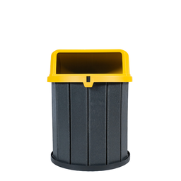 Lixeira Madeira Plástica 75 Litros - 50 Cm:cinza/amarelo - 1