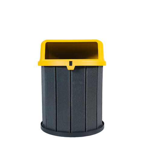 Lixeira Madeira Plástica 75 Litros - 50 Cm:cinza/amarelo