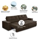 Ver imagem 3 de Sofá Retrátil e Reclinável 3 Lugares 2,50m com Molas Stella Suede Adonai Estofados