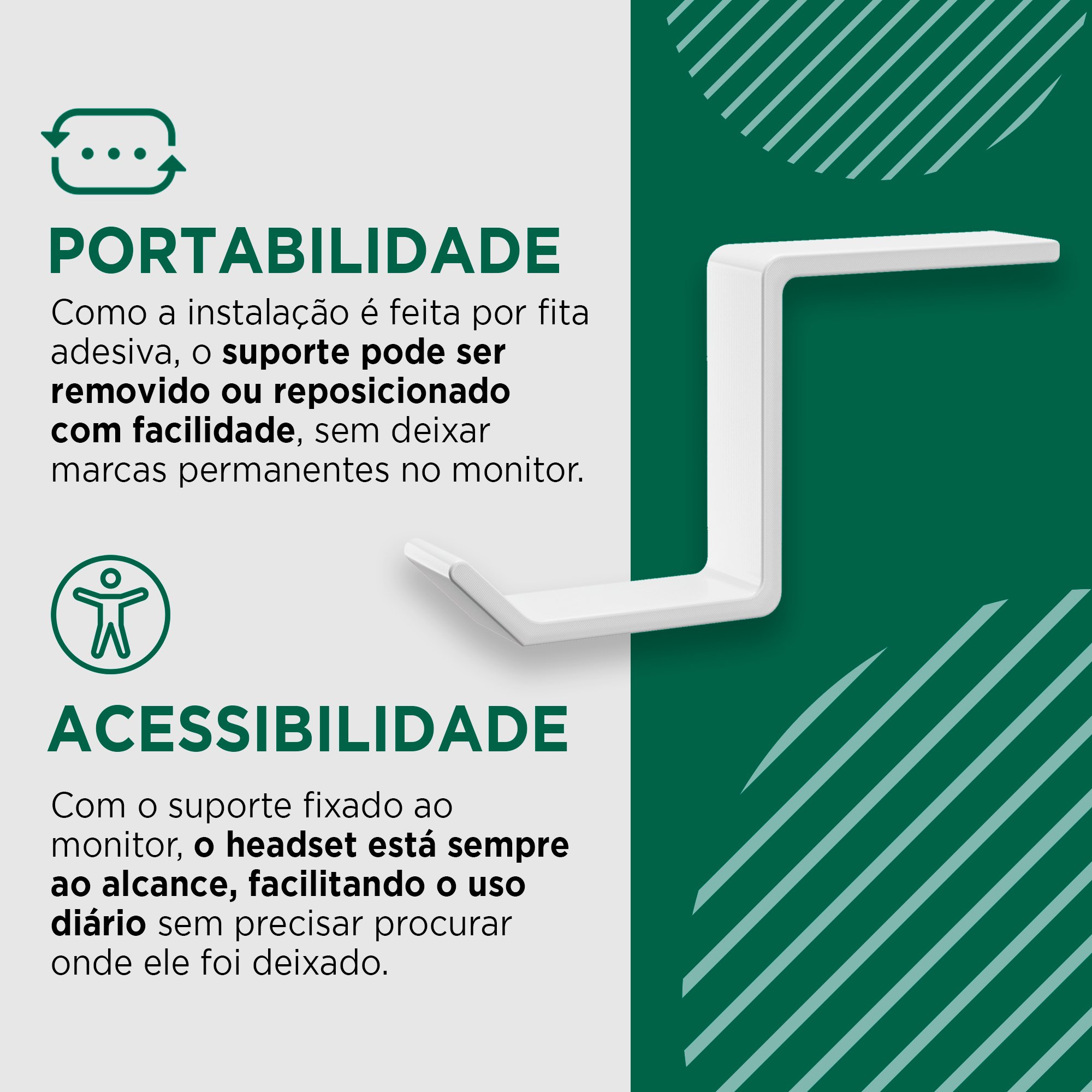 Suporte para Headphone Moderno: Ideal para Fones de Ouvido em Monitores-branco - 7