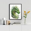 Ver imagem 2 de Quadro Decorativo Aquarela Dragão Verde 24x18cm:madeira Branca