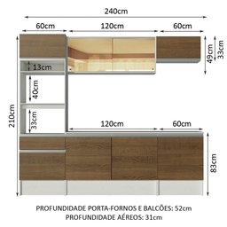 Armário de Cozinha Completa Madesa Diamante com Balcão e Tampo Branco/Rustic - 4