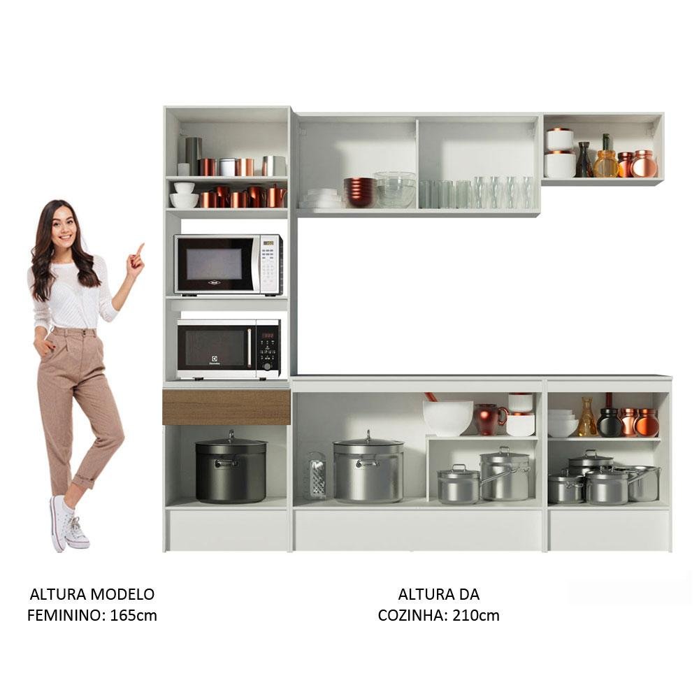 Armário de Cozinha Completa Madesa Diamante com Balcão e Tampo Branco/Rustic - 6