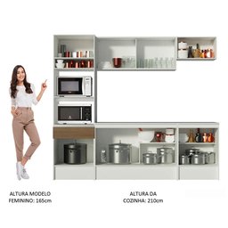 Armário de Cozinha Completa Madesa Diamante com Balcão e Tampo Branco/Rustic - 6