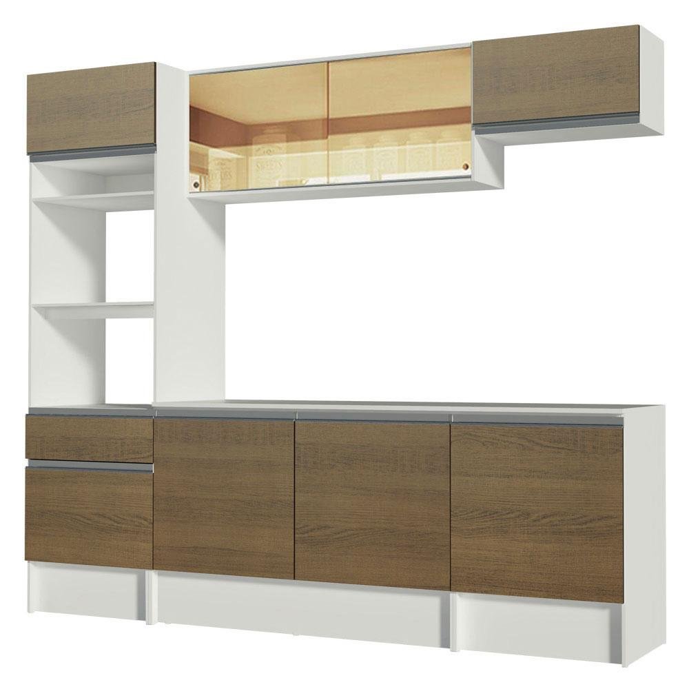 Armário de Cozinha Completa Madesa Diamante com Balcão e Tampo Branco/Rustic - 10