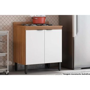 Gabinete de Cozinha Modulado Balcão Firenze 2 Portas C/tampo 80cm Amendola/branco - Demóbile